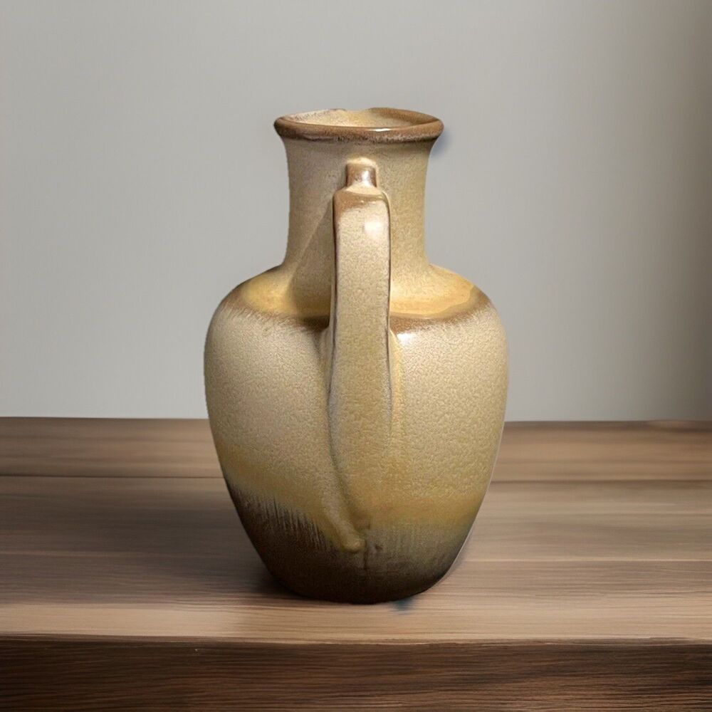 Vtg Frankoma Pottery Drip Glaze Brown Golden Yellow Syrup Juice Handled Jug #8 - Picture 3 of 9